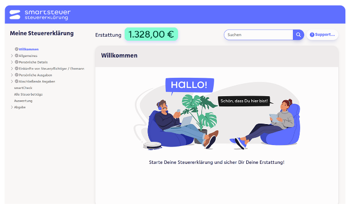 Vorschau: Smartsteuer Willkommensbildschirm